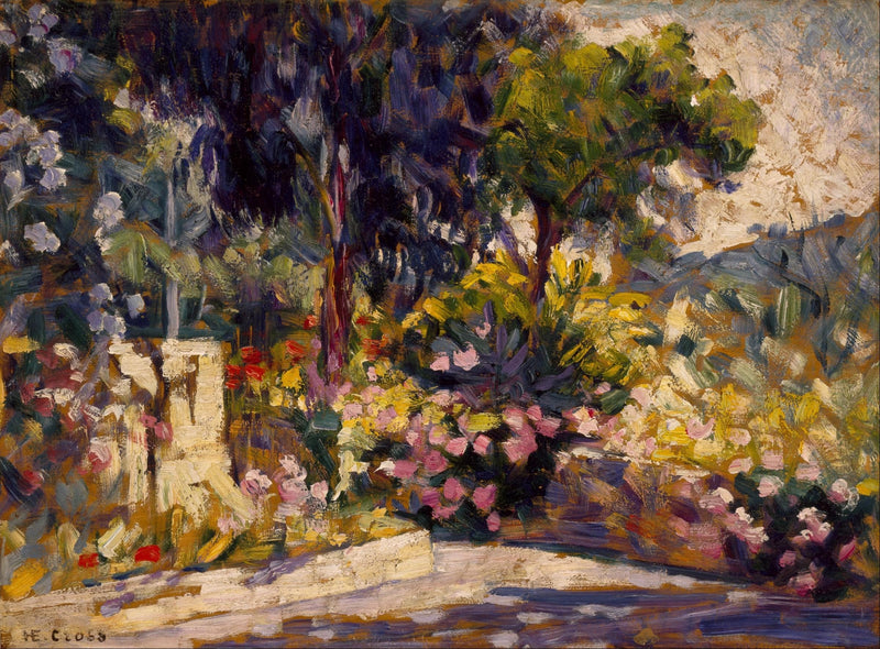 Den blomstrende terrassen - Henri-Edmond Cross