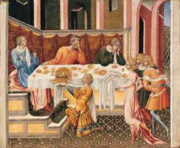 Hode av Johannes Døperen ble brakt til Herodes. - Giovanni di Paolo