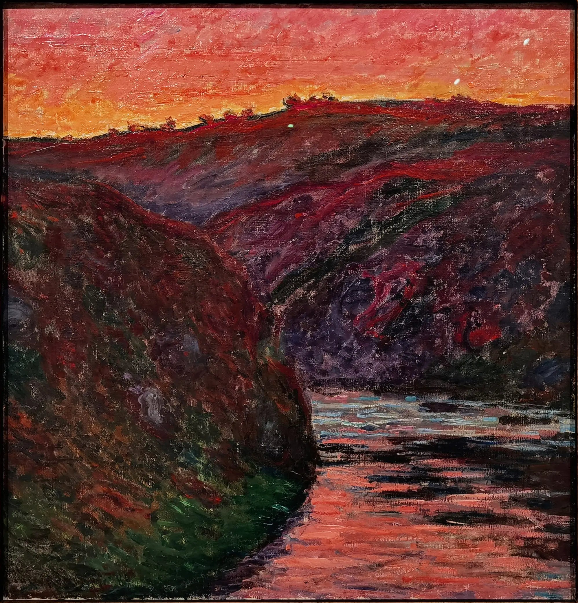 Reproduction du tableau « La vallée de la Creuse, soleil couchant - Claude Monet » par Alpha Reproduction en peinture à l’huile