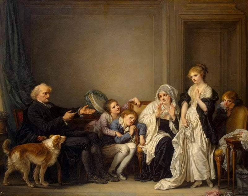Enken og presten hennes - Jean-Baptiste Greuze