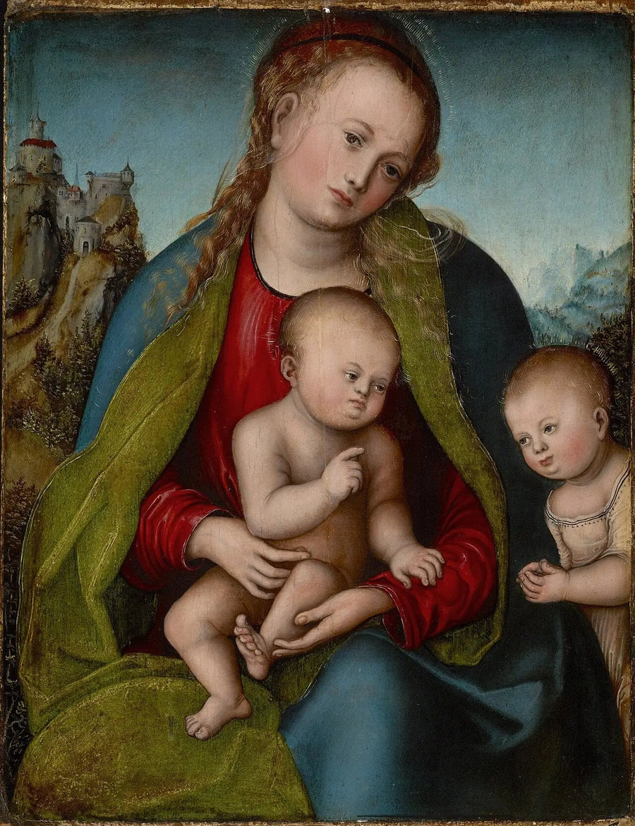 Jomfruen med barnet tilbedt av den unge Johannes Døperen - Lucas Cranach den eldre
