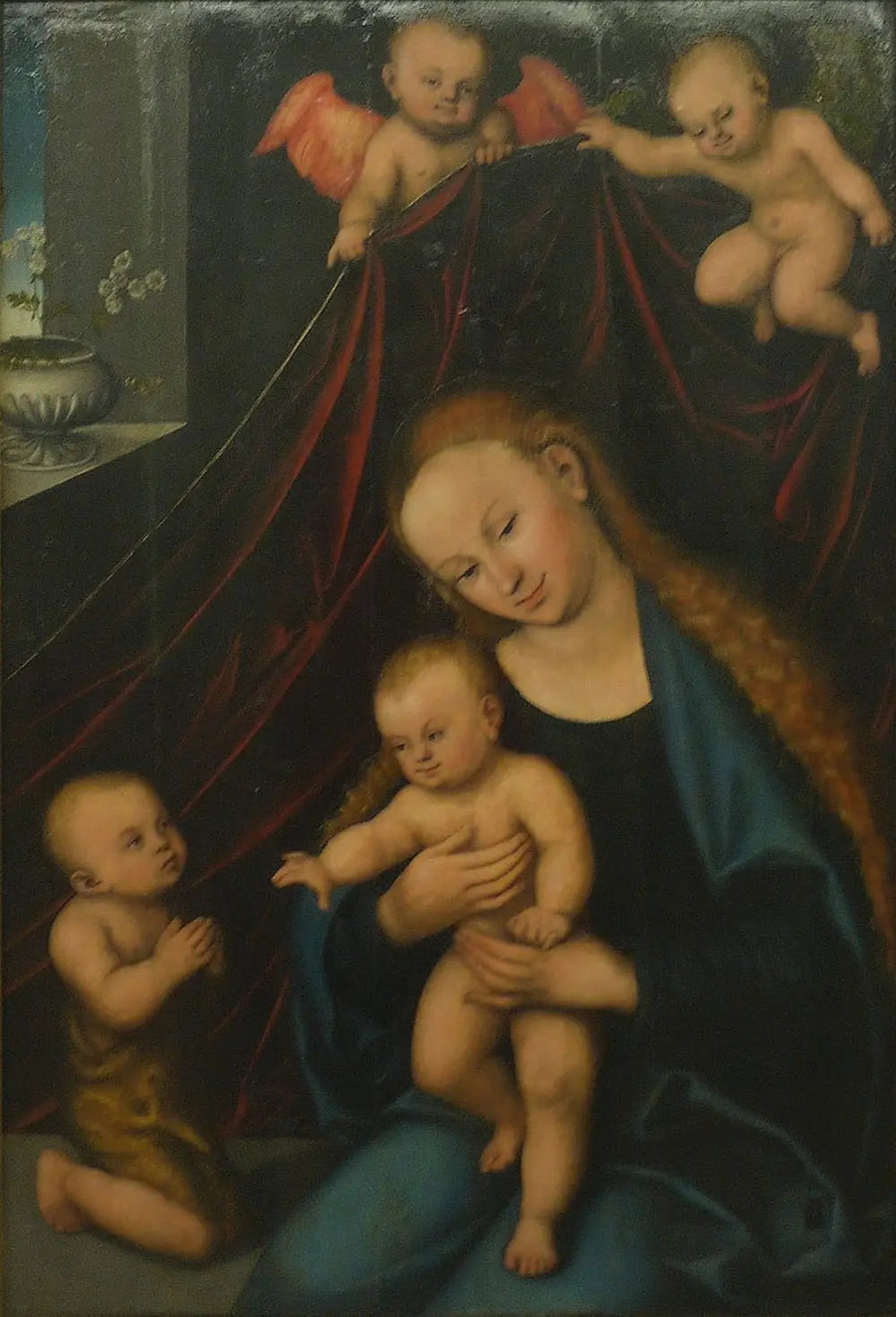 Jomfruen med barnet tilbedt av den unge Johannes - Lucas Cranach den eldre