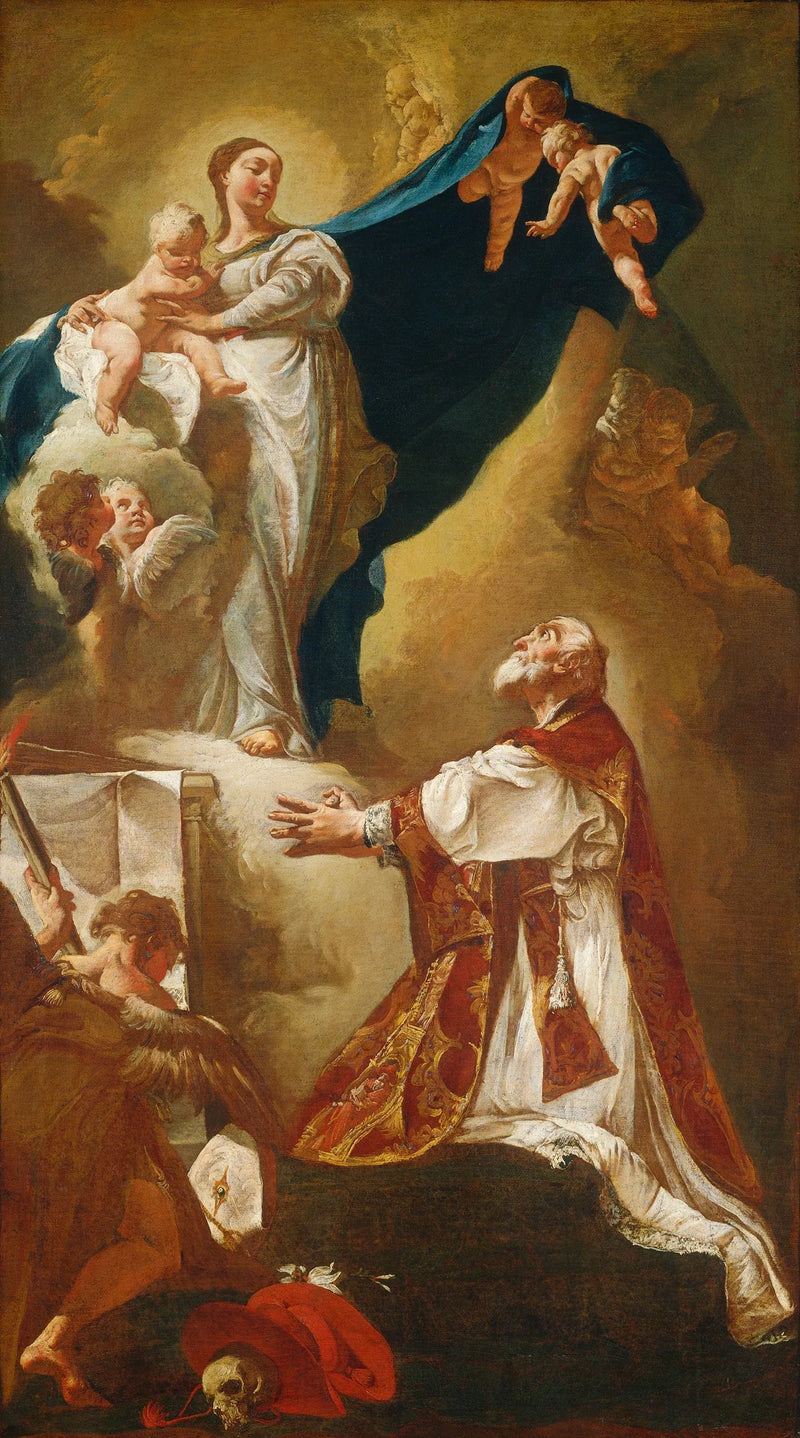Jomfruen med barnet som åpenbarer seg for Saint Philippe Néri - Giovanni Battista Piazzetta