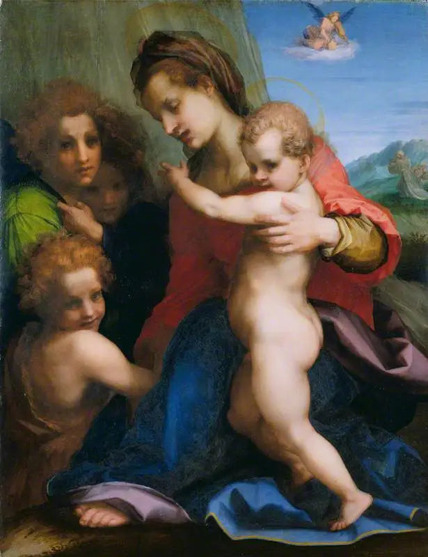 Jomfruen med barnet og dåpsbarnet Baptiste - Andrea del Sarto