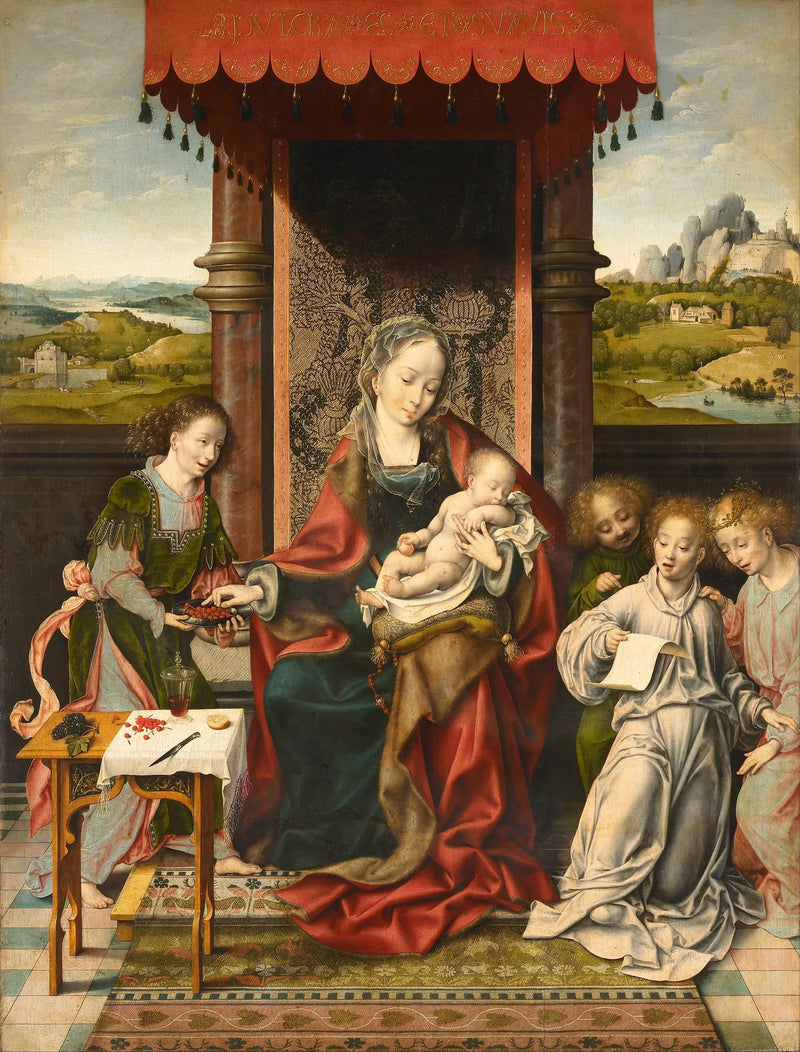 Jomfruen med barnet og engler - Joos van Cleve