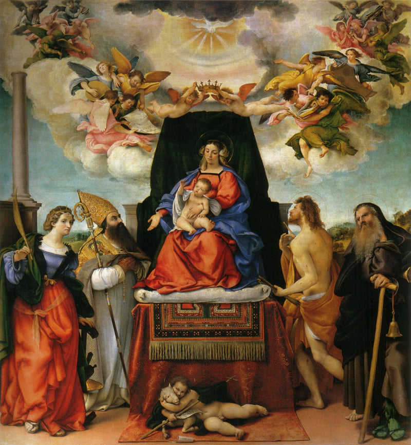 Jomfruen med barnet med helgener - Lorenzo Lotto