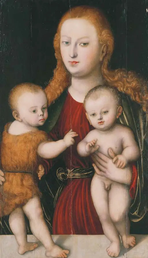 Jomfruen med barnet og den unge Saint Johannes Døperen - Lucas Cranach den eldre