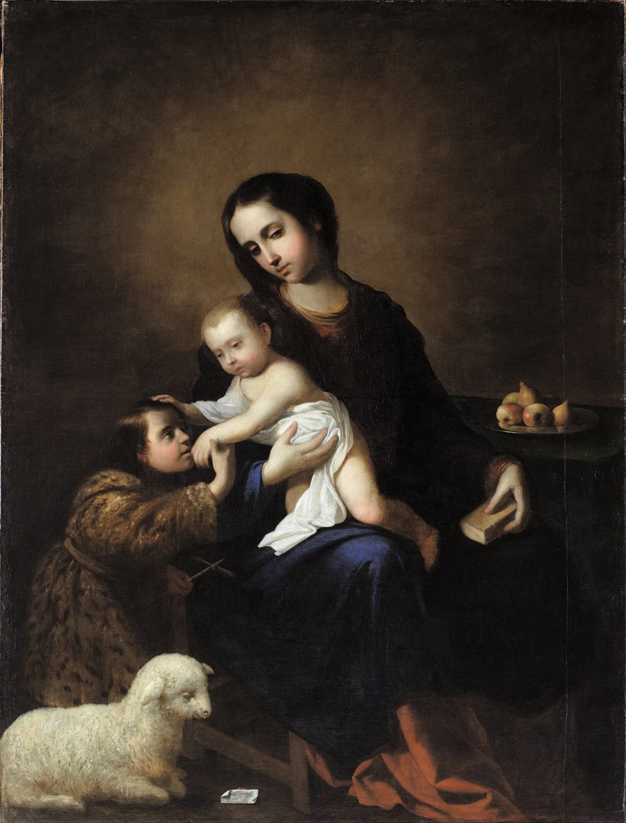 Jomfruen med barnet og den lille hellige Johannes Døperen - Francisco de Zurbarán