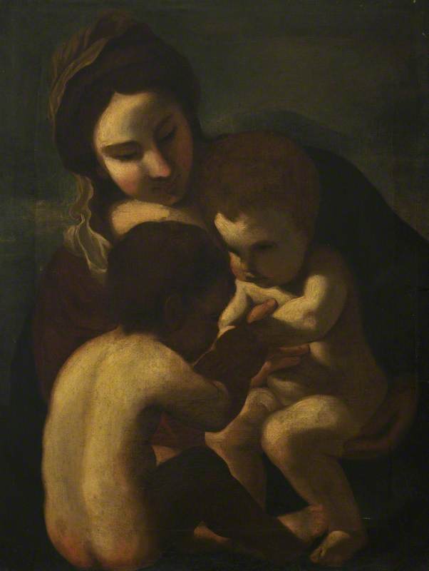 La Vierge à l'Enfant avec le petit saint Jean - Guercino image 1 reproduction de peinture à l’huile
