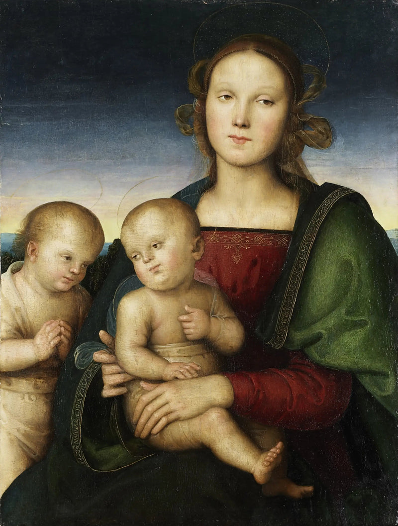 Jomfruen med barnet og den lille hellige Johannes - Pietro Perugino