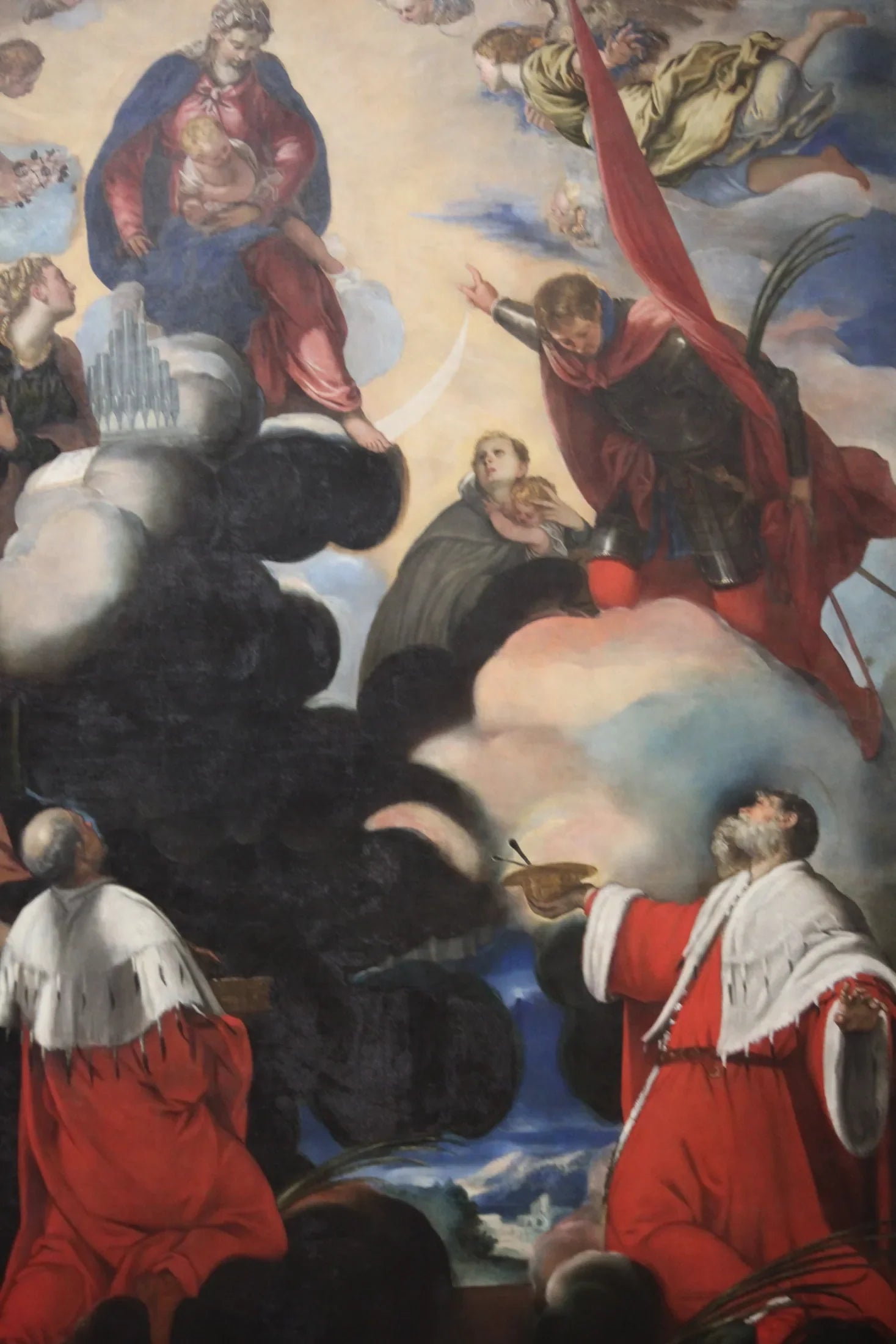 La Vierge à l'Enfant avec les saints Cécile, Marina, Théodore, Côme et Damien - Jacopo Tintoretto image 1 copie peinte à la main à l’huile