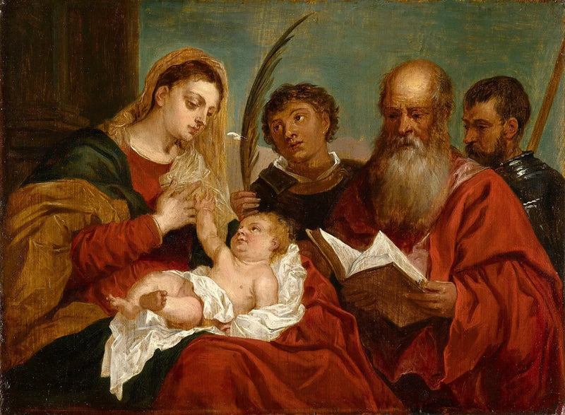 Jomfruen med barnet med helgenerne Stefan, Jérôme og Maurice - David Teniers den Yngre

Source:
La Vierge à l'Enfant avec les saints Étienne, Jérôme et Maurice - David Teniers le Jeune