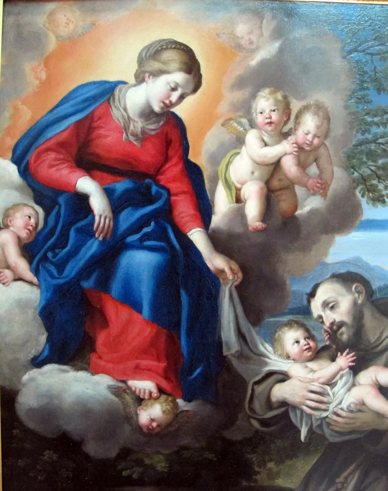 Jomfruen med barnet og Saint François - Domenichino