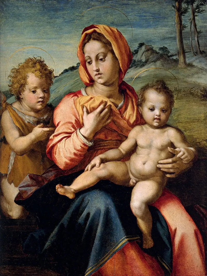 Jomfruen med barnet og den lille Johannes Døperen - Andrea del Sarto