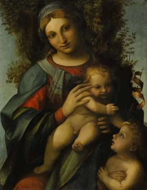 Jomfruen med barnet med den lille Johannes Døperen - Antonio da Correggio