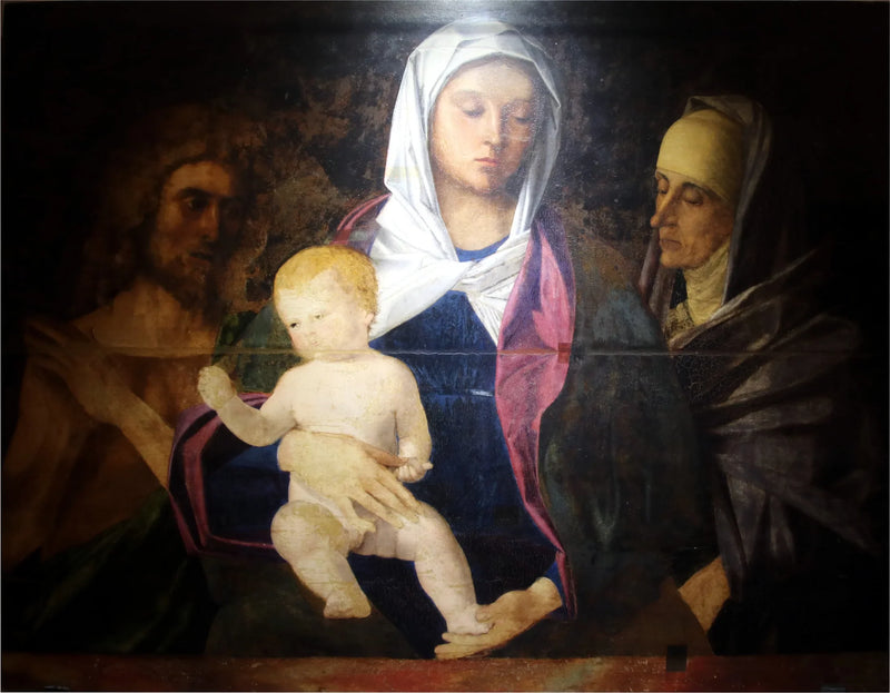 Jomfruen med barnet med Saint Johannes Døperen og Jomfru Anna - Giovanni Bellini