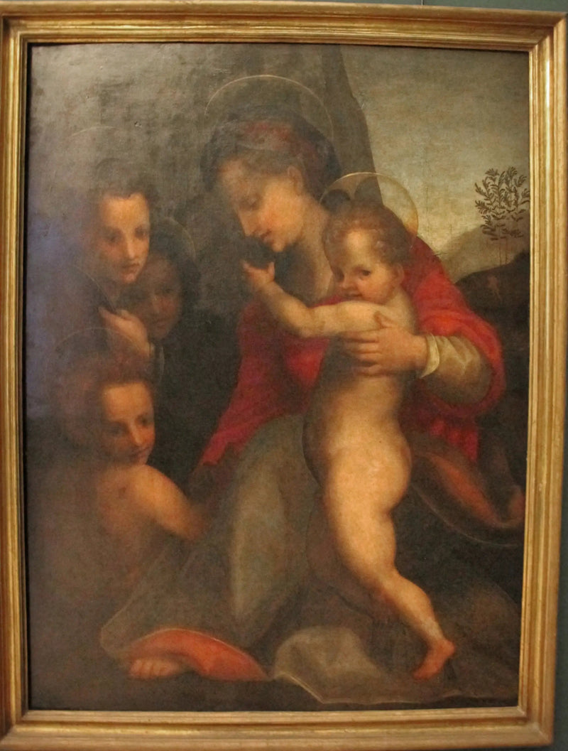 Jomfruen med barnet med den hellige Johannes og engler - Andrea del Sarto