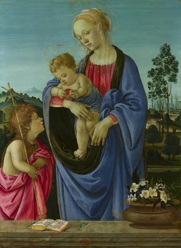Jomfruen med barnet med Saint Johannes - Filippino Lippi