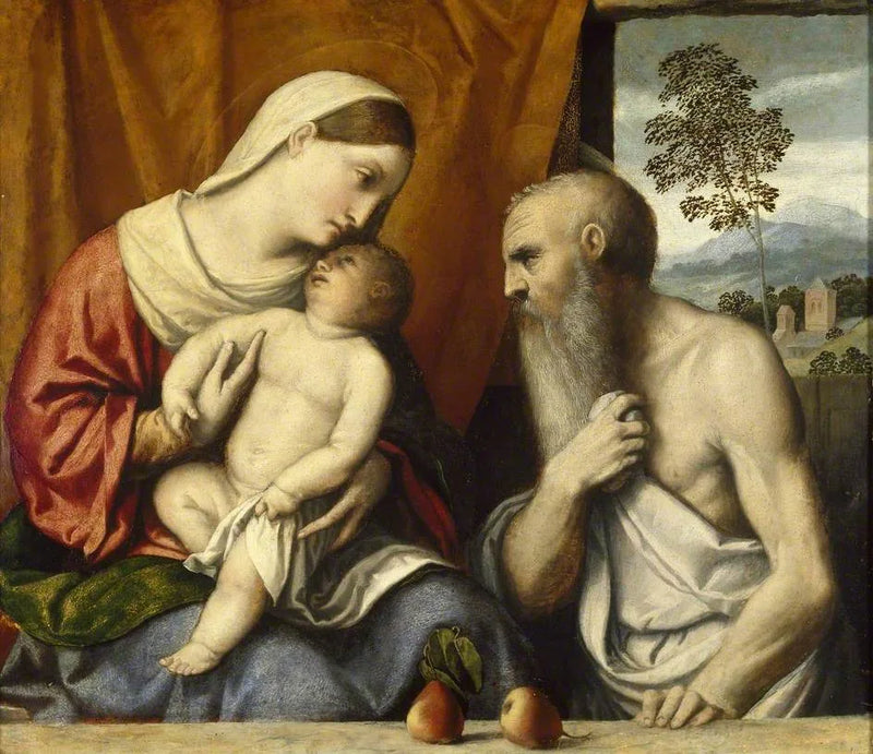 Jomfruen med barnet og Saint Jerome - Alessandro Bonvicino