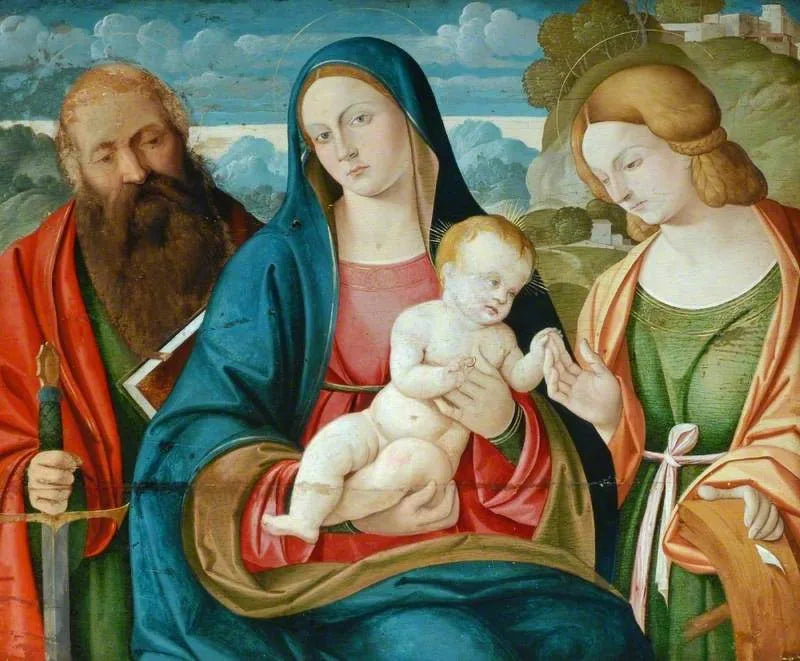 Jomfruen med barnet med Saint Paul og Saint Catherine - Giovanni Bellini