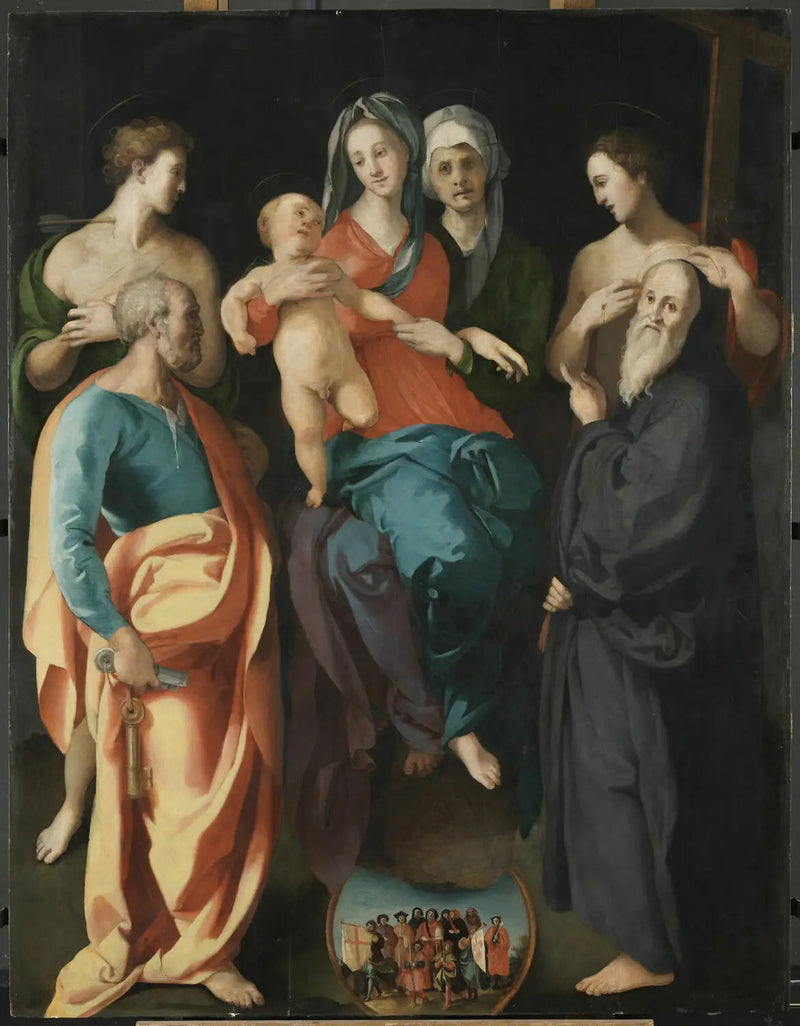Jomfruen med barnet med helgeninne Anna og fire helgener - Pontormo