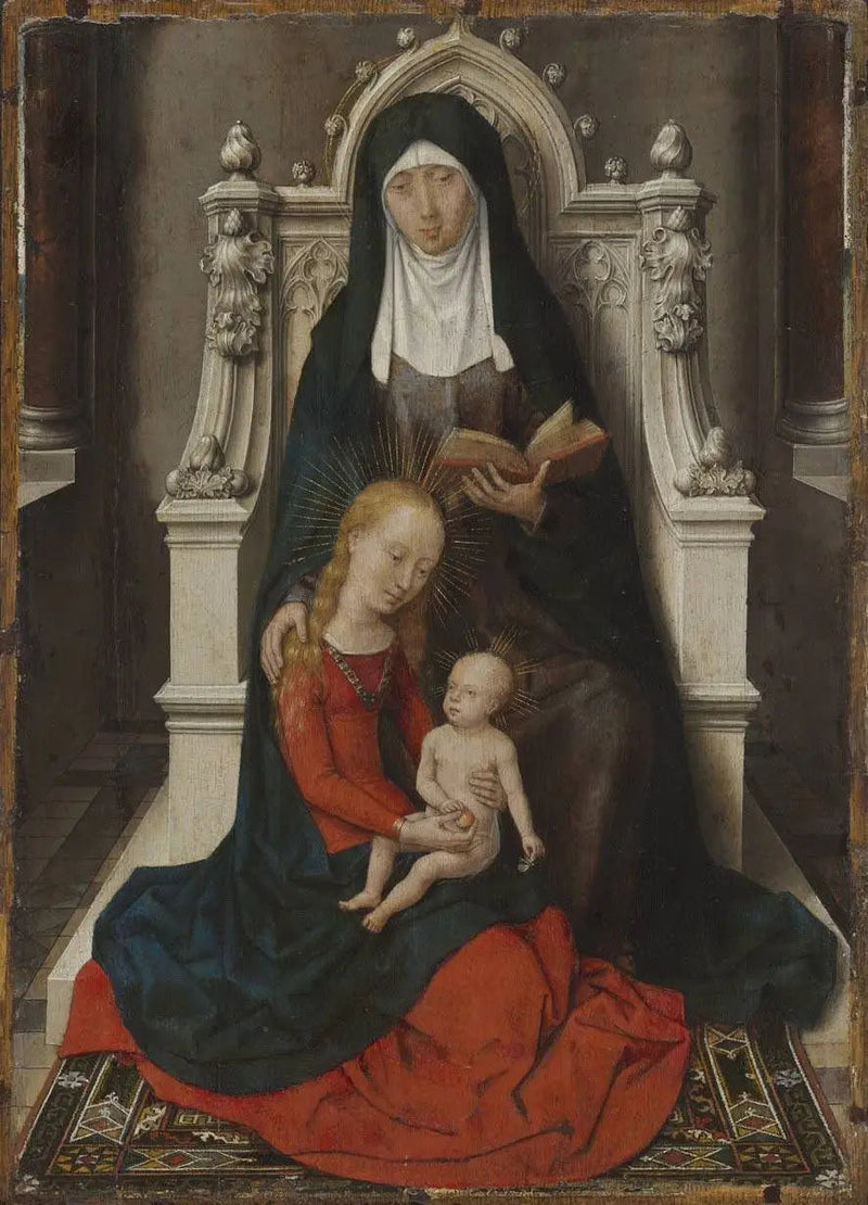 Jomfruen med barnet med helgeninne Anna. - Hans Memling