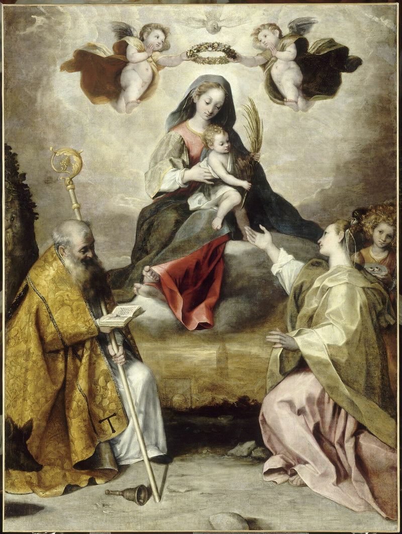 Jomfruen med barnet i herlighet med Saint Antoine abbed og Saint Lucia - Federico Barroci