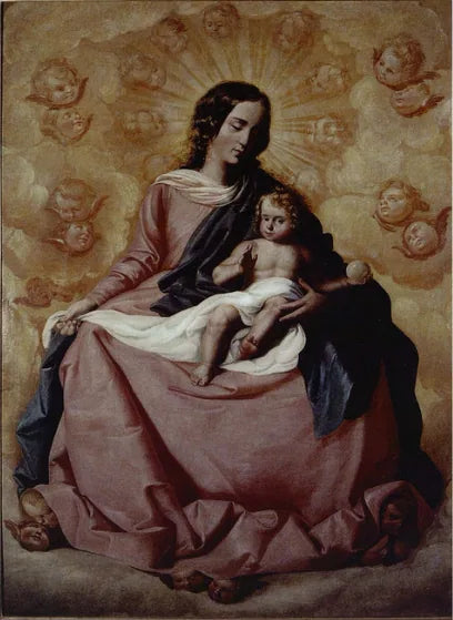 Jomfruen med barnet i herlighet - Francisco de Zurbarán