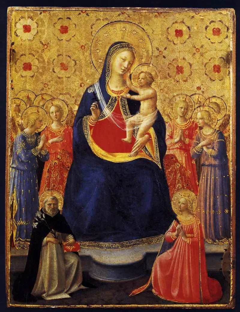 Jomfruen med barnet på tronen med ni engler og helgenene Dominikus og Katarina av Alexandria - Fra Angelico

Source:
La Vierge à l'Enfant en trône avec neuf anges et les saints Dominique et Catherine d'Alexandrie - Fra Angelico