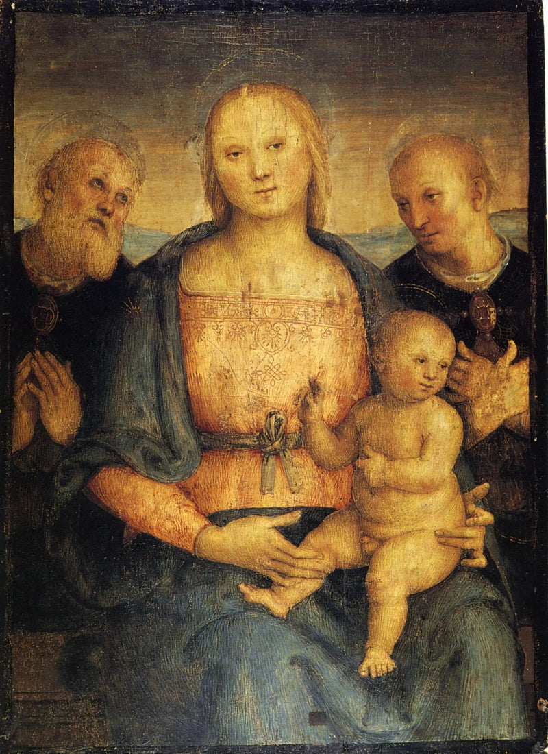 Jomfruen med barnet mellom helgener Herculano og Konstantin - Pietro Perugino