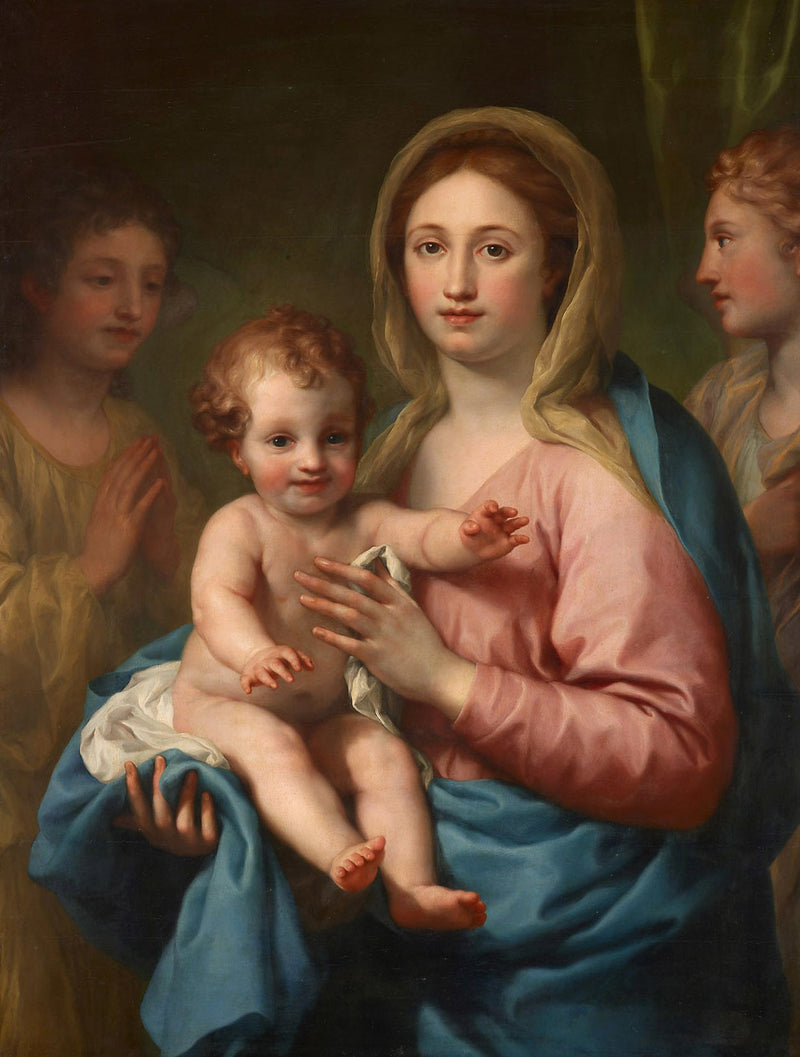 Jomfruen med barnet og to engler - Anton Raphael Mengs