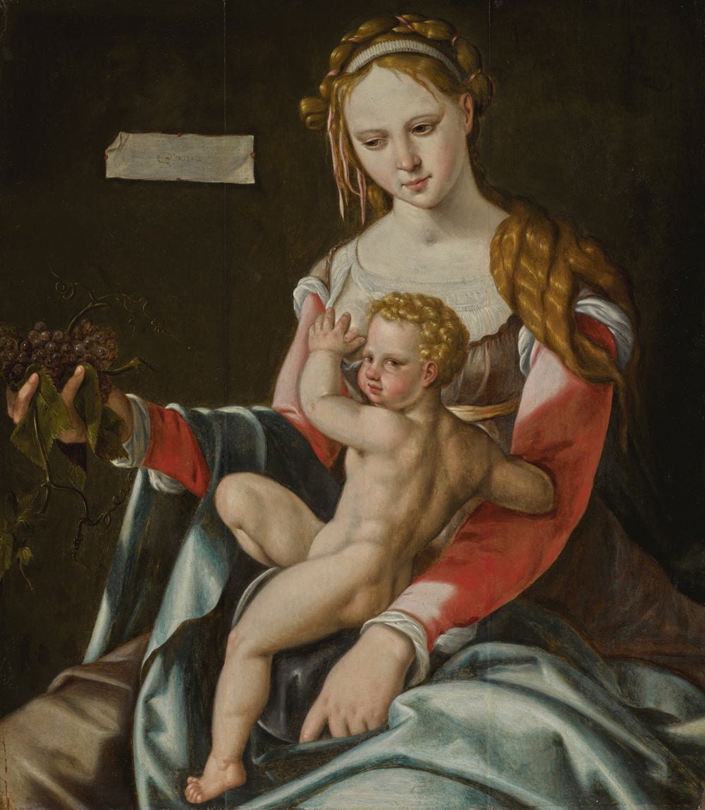 La Vierge à l'Enfant et les raisins - Maarten van Heemskerck image 1 reproduction d’œuvre d’art à l’huile