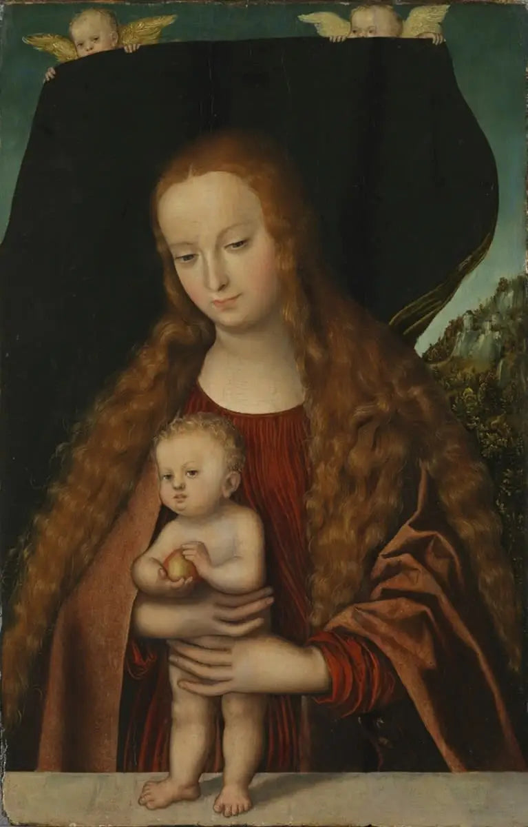 Jomfruen med barnet Jesus og eplet - Lucas Cranach den eldre