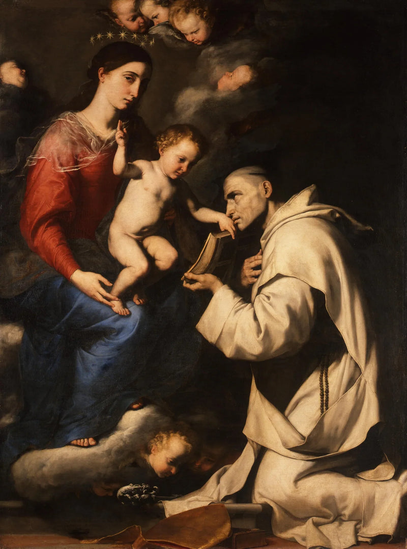 Jomfruen med barnet Jesus og Saint Bruno - Jusepe de Ribera