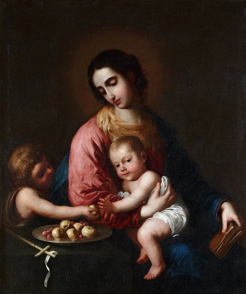 Jomfruen med barnet Jesus og barnet Johannes - Francisco de Zurbarán