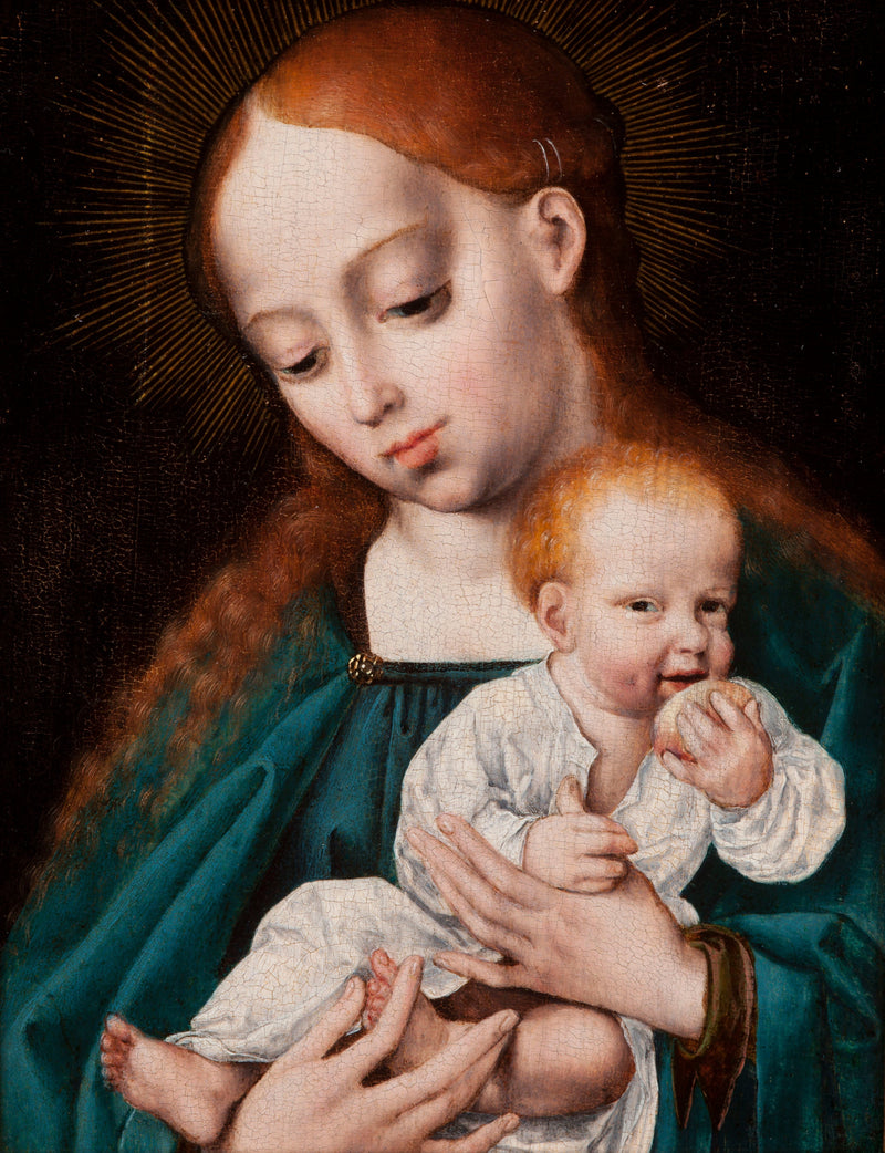 Jomfruen med barnet som spiser et eple - Joos van Cleve