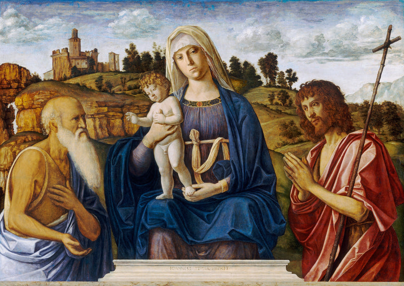 Jomfruen med barnet, Saint Jerome og Saint Johannes Døperen - Cima da Conegliano