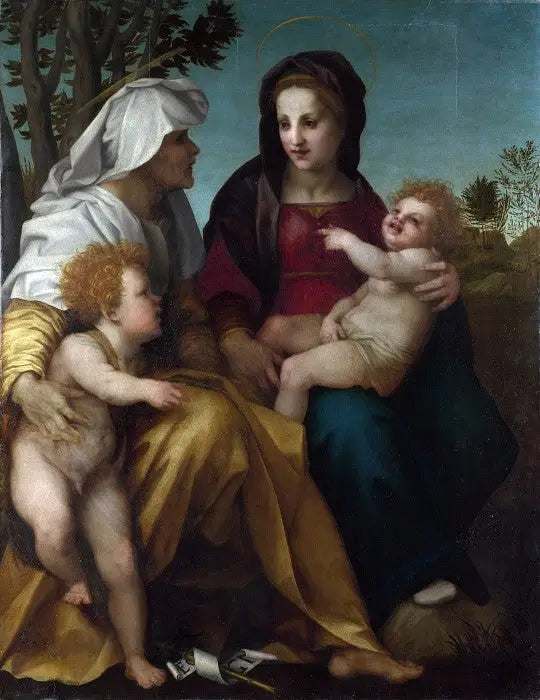 Jomfruen med barnet, hellige Elisabeth og hellige Johannes døperen - Andrea del Sarto
