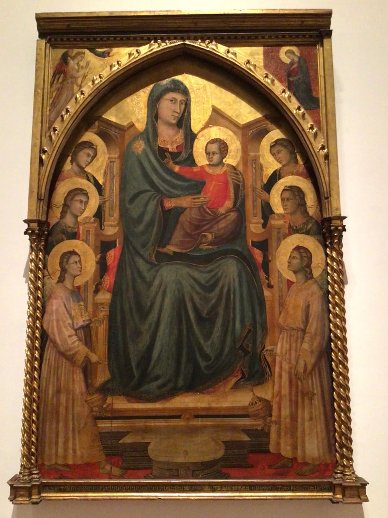 Jomfruen med barnet som troner med seks engler (« Maestà ») - Mester av Saint Cecilia