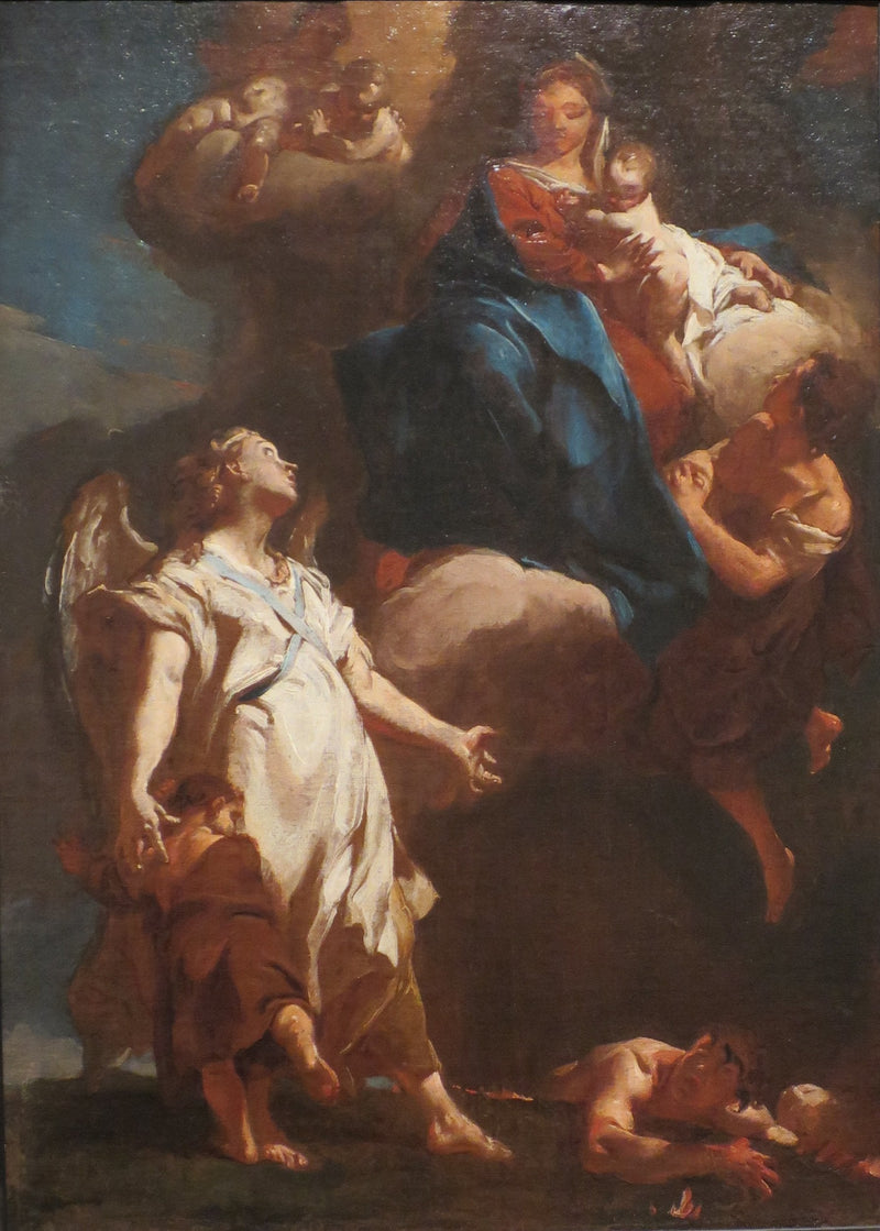 Jomfruen som åpenbarer seg for den beskyttende engelen - Giovanni Battista Piazzetta