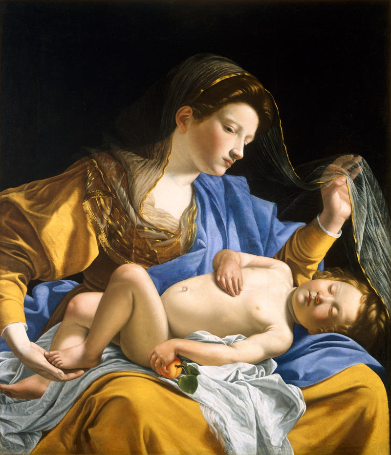 Jomfruen med den sovende Jesusbarnet - Orazio Gentileschi