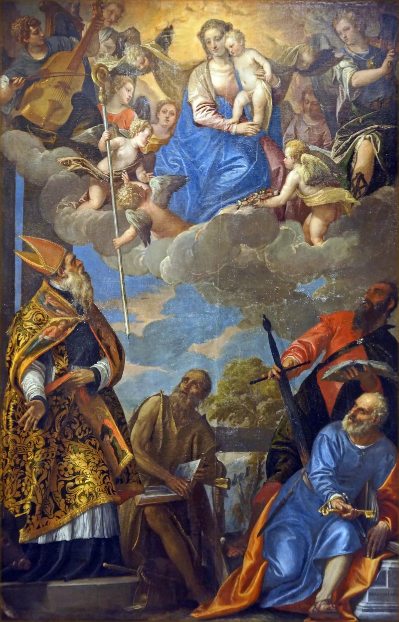 Jomfruen og Barnet som åpenbares for Saint Antoine, Saint Paul Eremiten, Saint Paul og Saint Pierre - Paul Véronèse

Source:
La Vierge et L'Enfant apparaissant à Saint Antoine, Saint Paul Ermite, Saint Paul et Saint Pierre - Paul Véronèse
