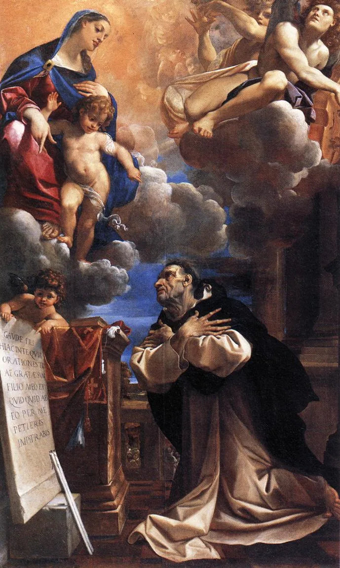 Jomfruen og barnet som åpenbares for Saint Hyacinthe - Ludovico Carracci