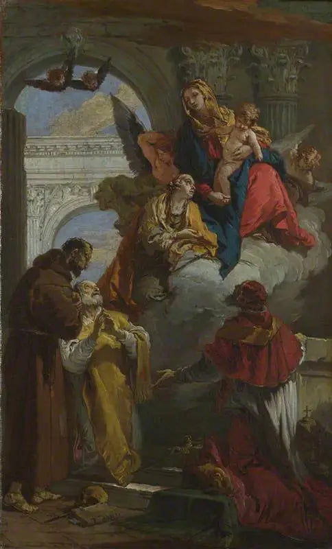 Jomfruen og barnet som åpenbarer seg for en gruppe helgener - Giovanni Battista Tiepolo