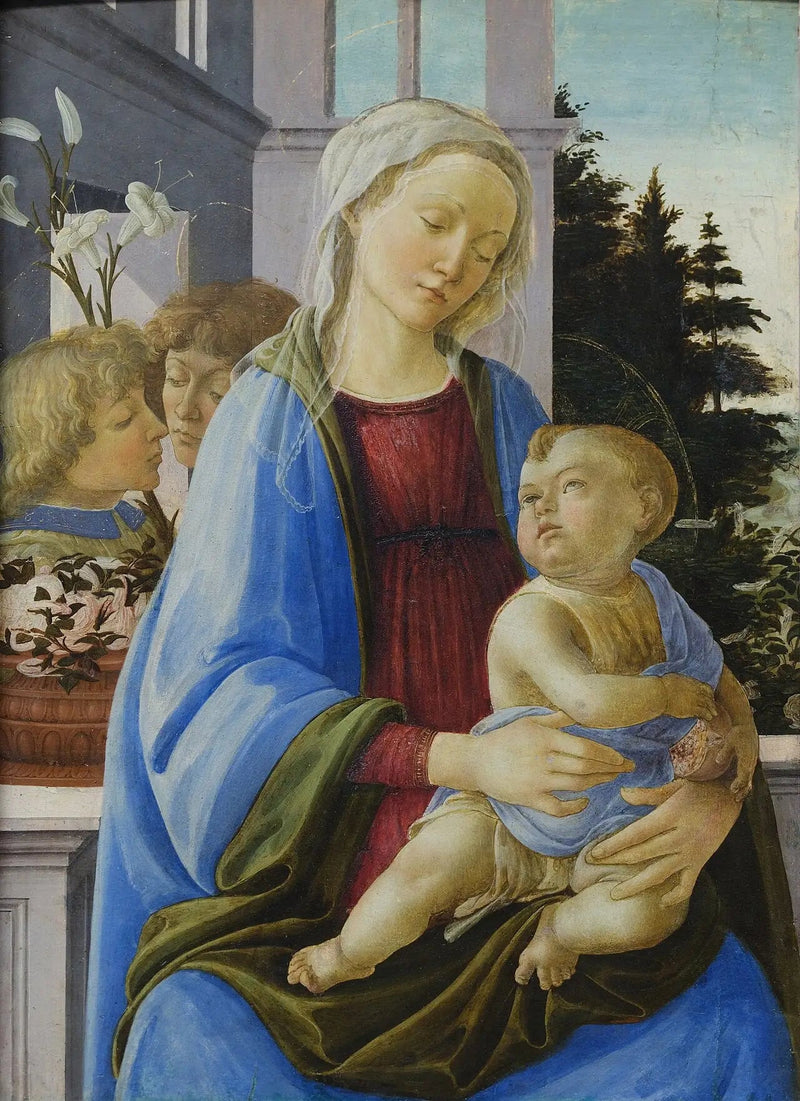 Jomfruen og barnet med to engler - Filippino Lippi