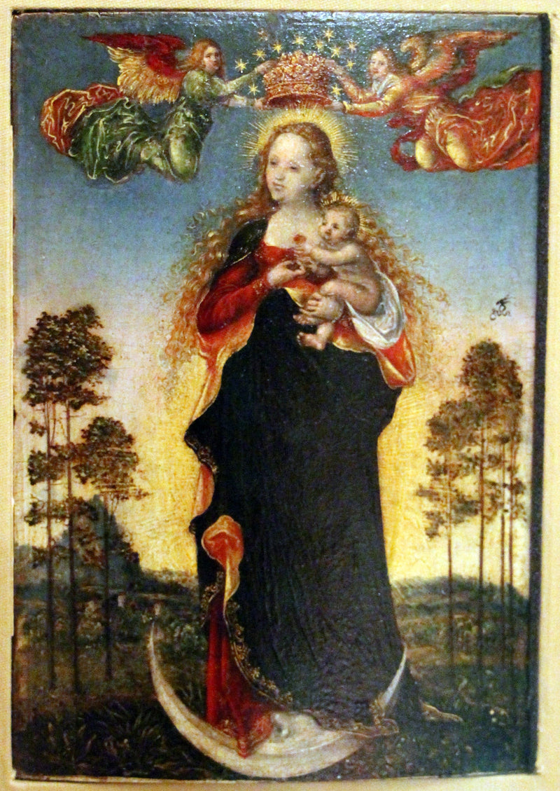Jomfruen og barnet med to engler - Lucas Cranach den eldre