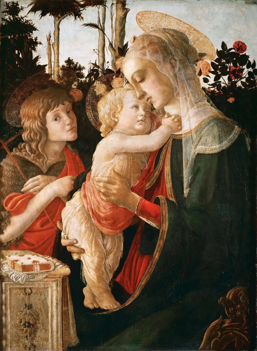 Jomfruen og Barnet med den unge helgen Johannes Døperen - Sandro Botticelli
