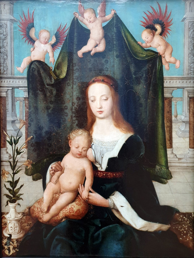 Jomfruen og den sovende barnet - Hans Holbein den eldre