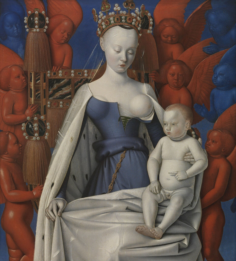 Jomfruen og barnet omgitt av engler - Jean Fouquet