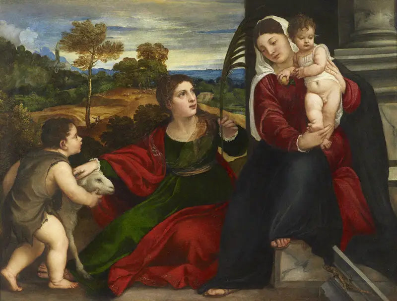 Jomfruen, barnet, helgen Agnès og helgen Johannes Døperen - Titian